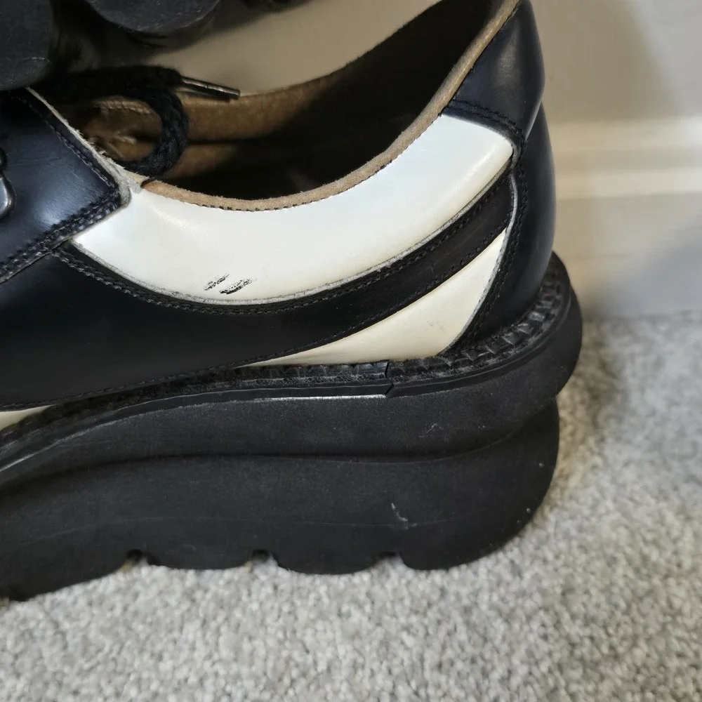 Vintage FLUEVOG Bunks Womens (9) 90s Black White Creeper Platform Rave Club - Picture 10 of 14